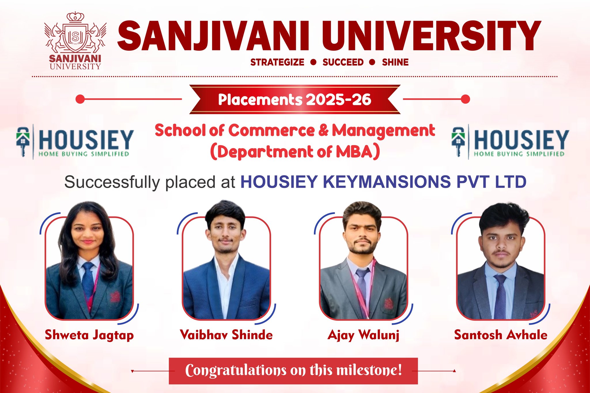 Proud Placement Achievement  Placements 2025–26 at HOUSIEY KEYMANSIONS PVT. LTD